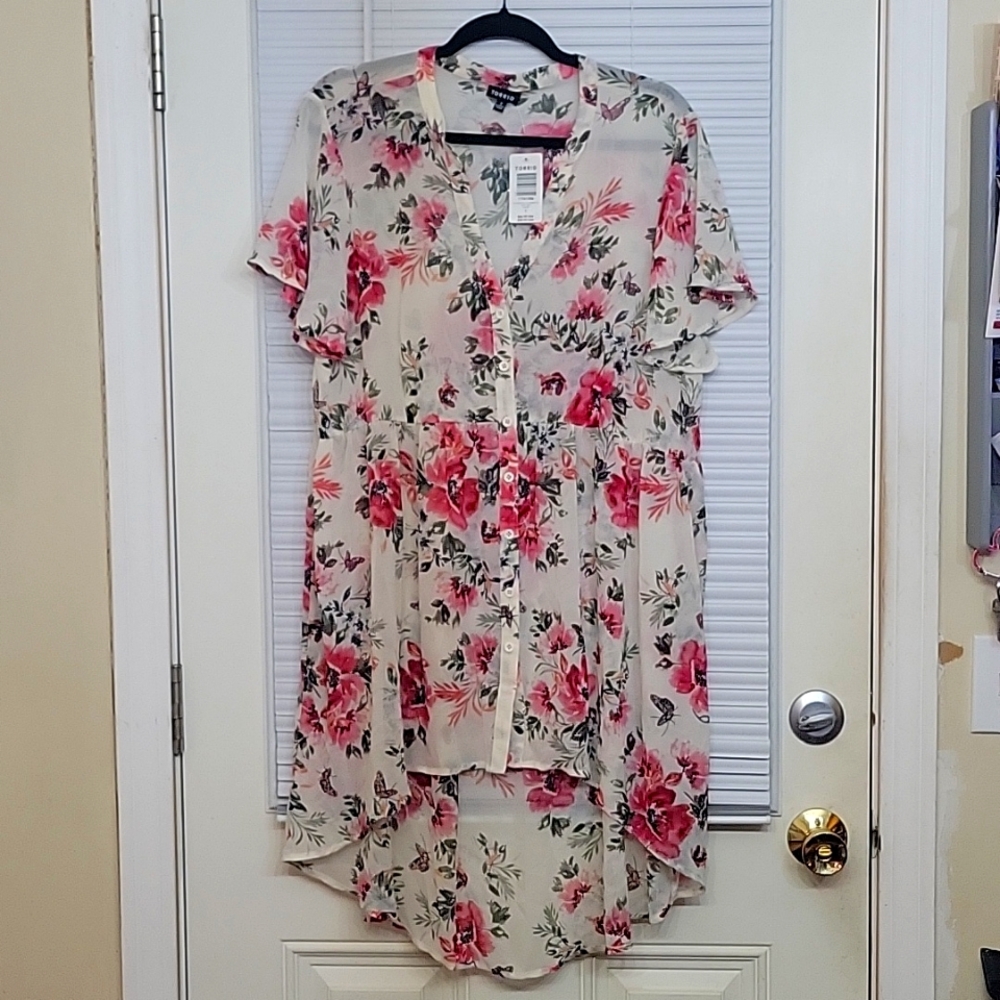 NWT Torrid Lexie Hi-lo Babydoll Chiffon Tunic